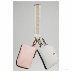 NEW Lululemon Dual Pouch Wristlet ~ Vapor/Gold/White